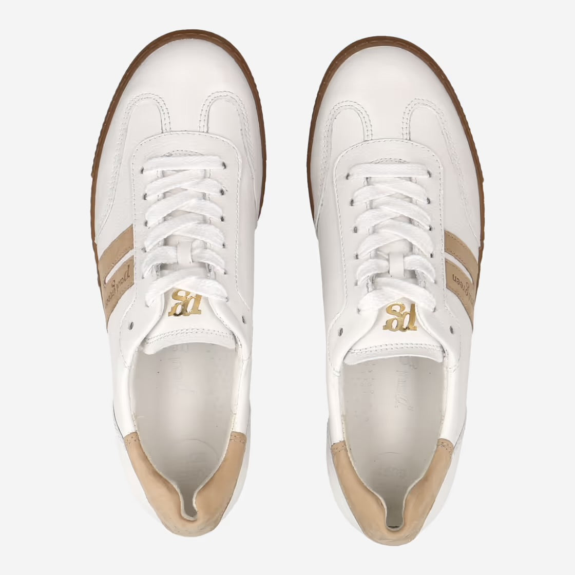 Paul Green - 5350 White and Beige Trainer [Standard Fit]