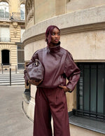 Anna - Burgundy Faux Leather Jacket