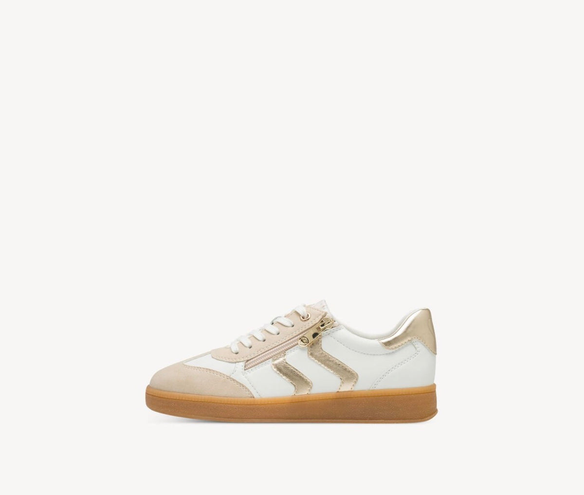 Marco Tozzi - 23739 White & Gold Zip Trainer