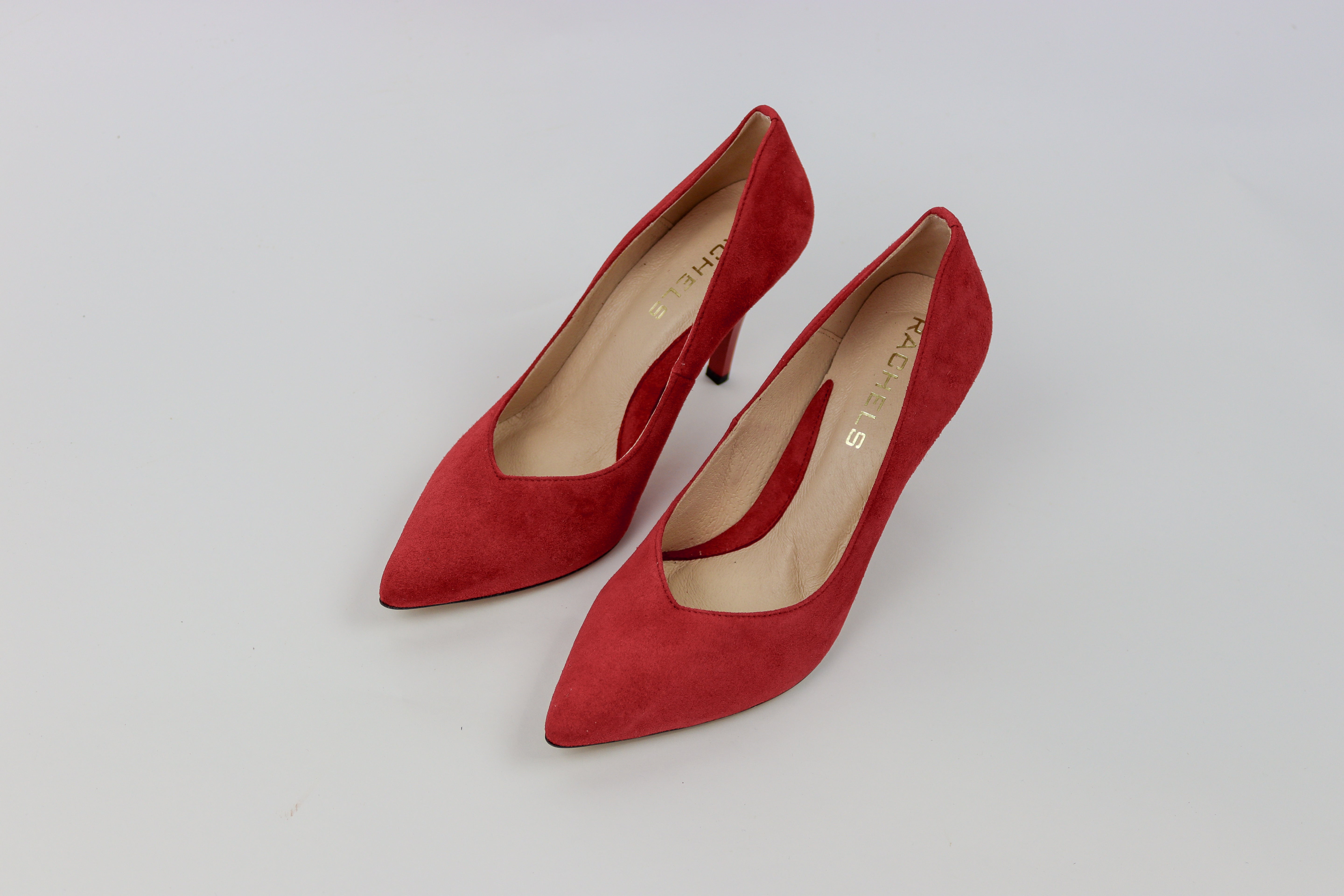Rachels - Z6047 Red Suede V Court Shoe