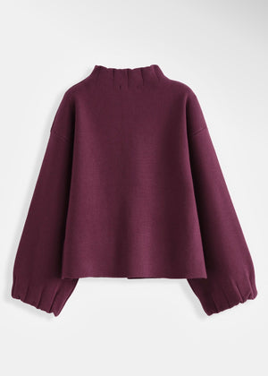 Anna - Burgundy Funnel Neck Cardigan