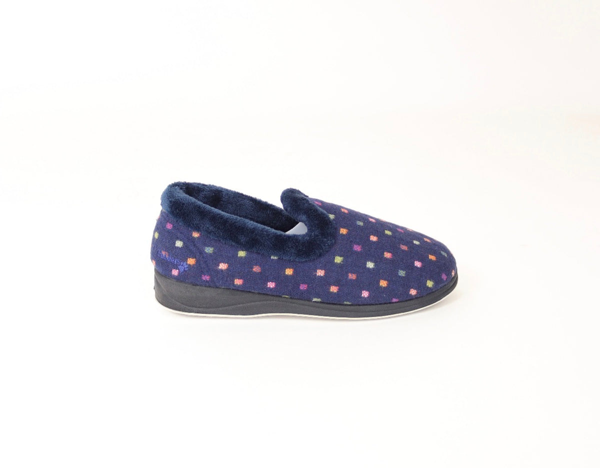 Padders - Repose Navy Spot Slipper