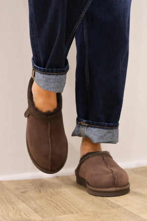 Rohde - 7090 Brown Fur Lined Slipper
