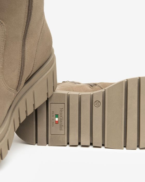 NeroGiardini - I514914D Taupe Zip Platform Boot