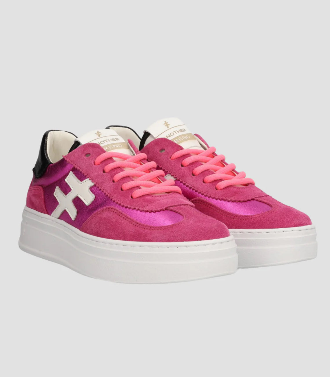 Another Trend - A035m324 Pink and Black Platform Trainer