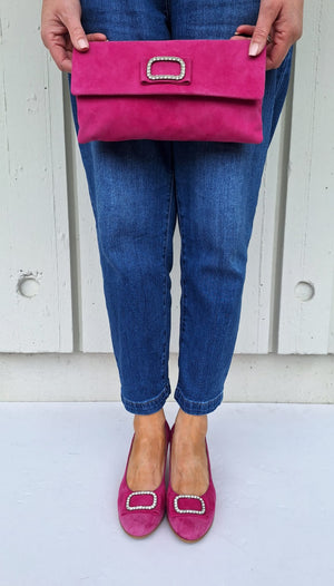 Le Babe - 3037 Fuschia Pink Diamonte Kitten Heel