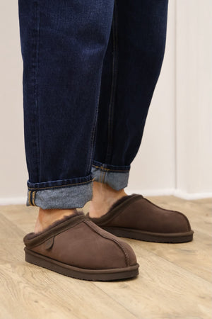 Rohde - 7090 Brown Fur Lined Slipper