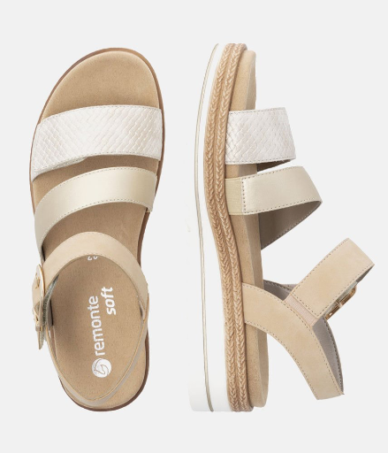 Remonte - D0Q55 White/Gold Velcro Sandal