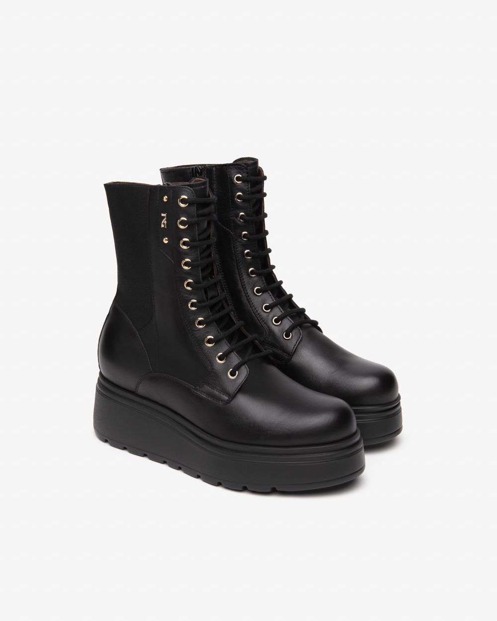 NeroGiardini - I514900D Black Laced Platform Boot with Elastic