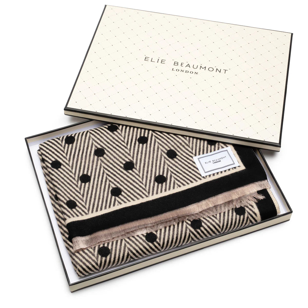 Elie Beaumont - Black, Ivory, Grey Polka Dot Scarf