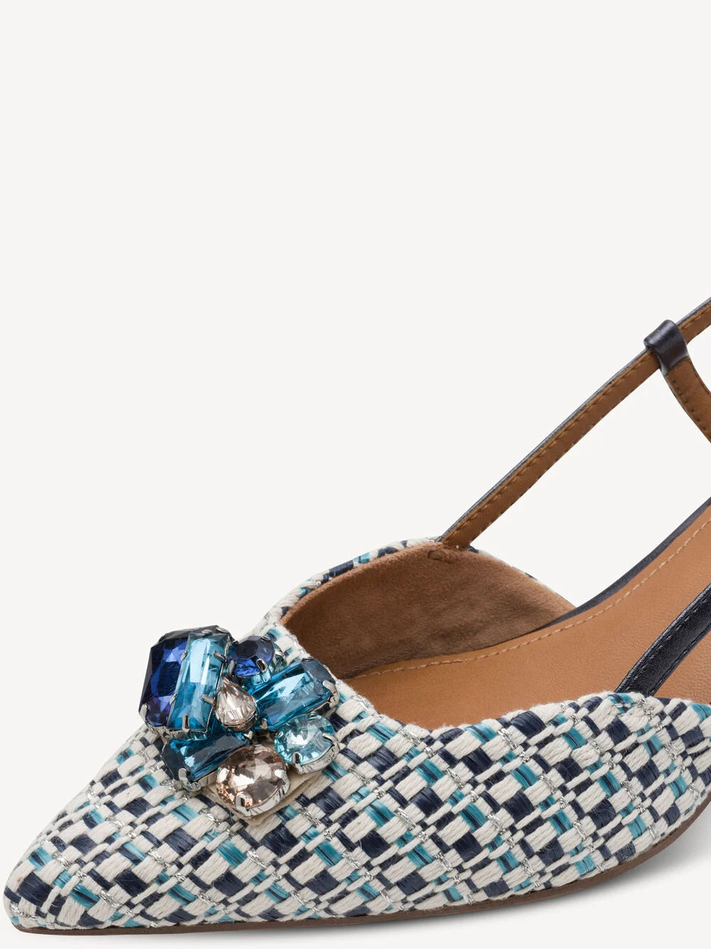 Tamaris - 29512 Navy & Cream Raffia Slingback
