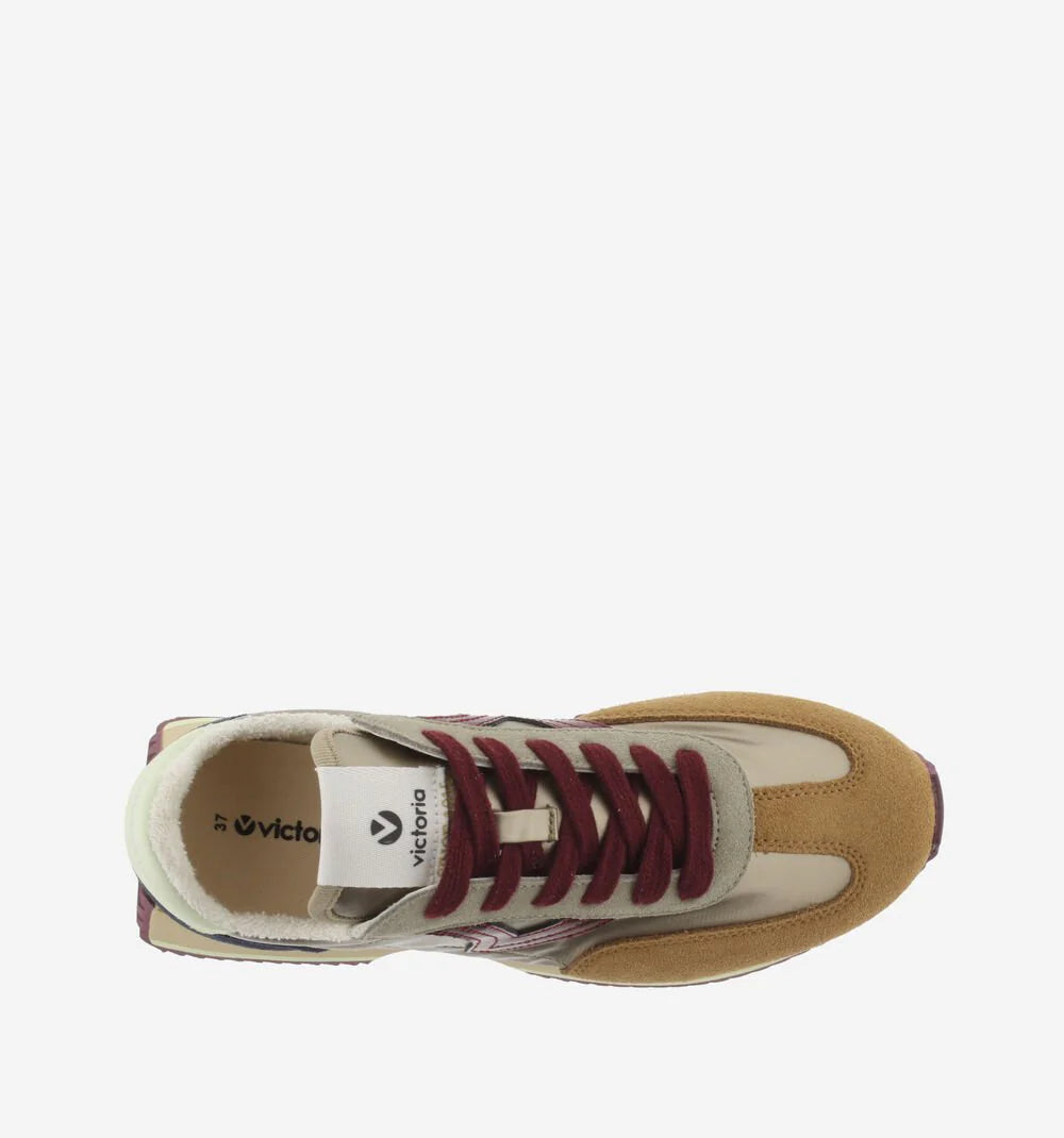 Victoria - 1 134115 Gold and Burgundy Retro Trainer