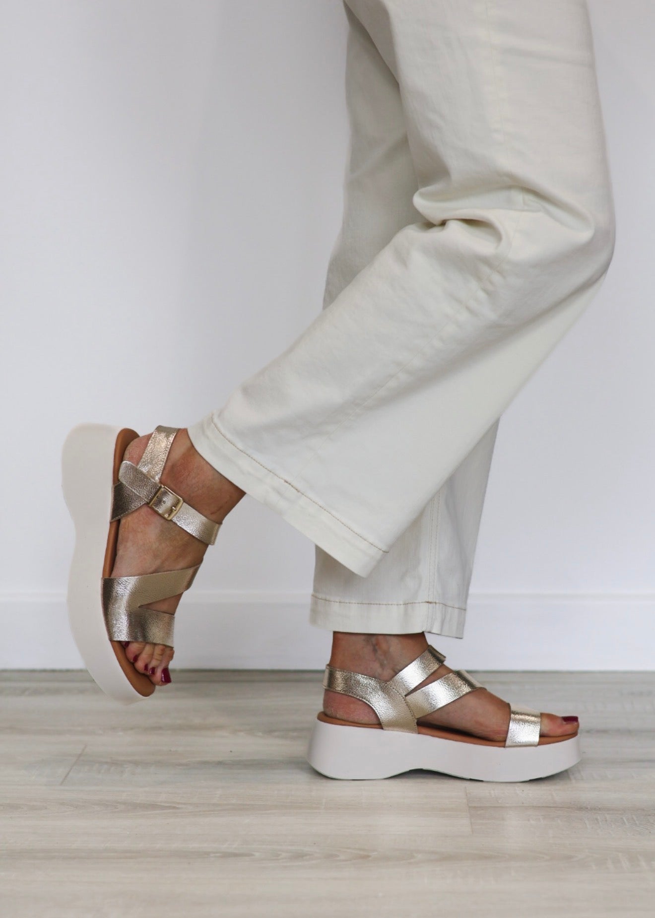 Oh My Sandals -  5969 Gold Wedge Sandal