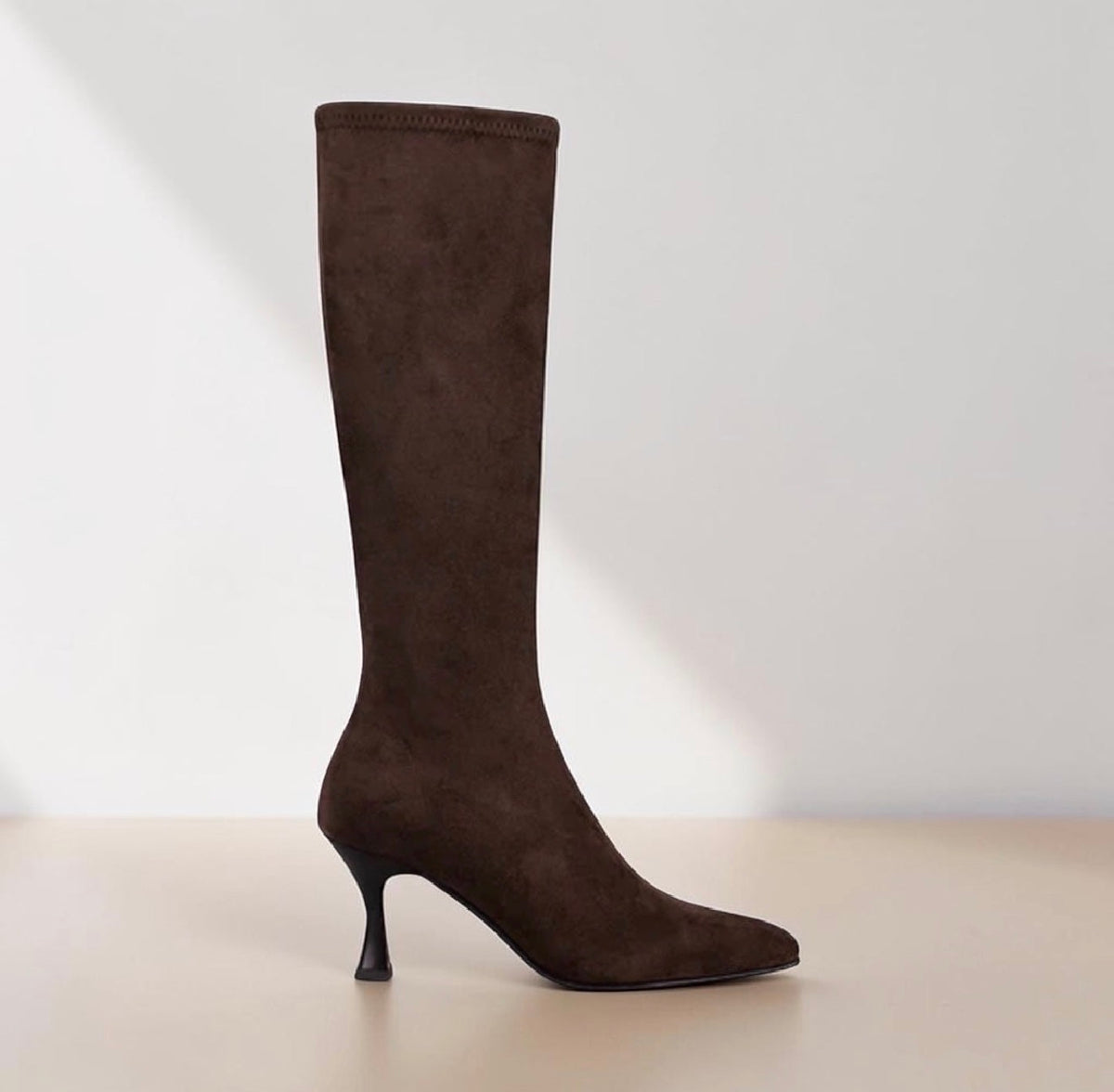 Miss Elastic - 78041 Brown Sock Knee High Pointy Toe