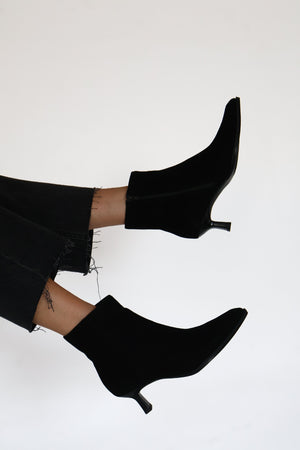 Unisa - Lomas Black Suede Kitten Heel Ankle Boot
