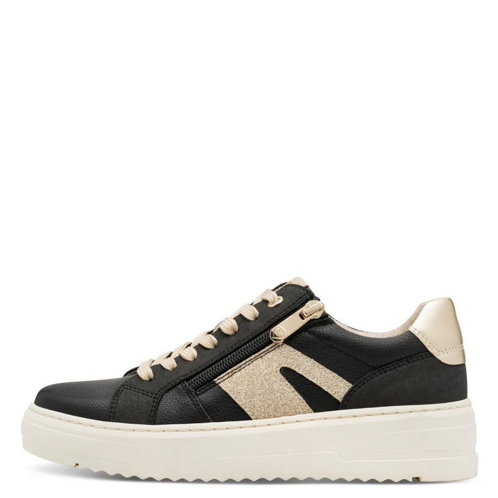 Marco Tozzi - 23750 Black and Gold Trainer