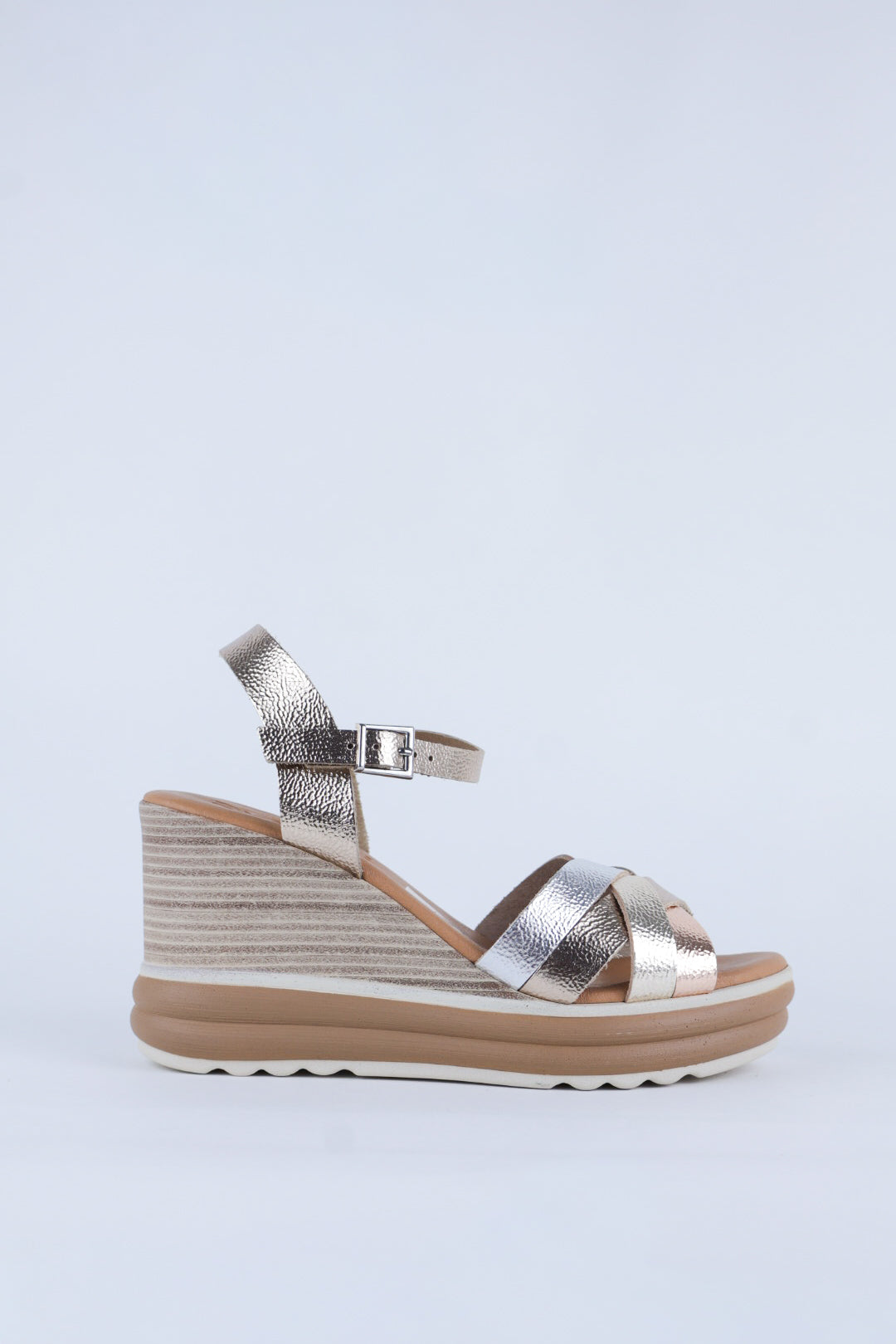 Oh My Sandals - 6004 Gold Multi Wedge Sandal