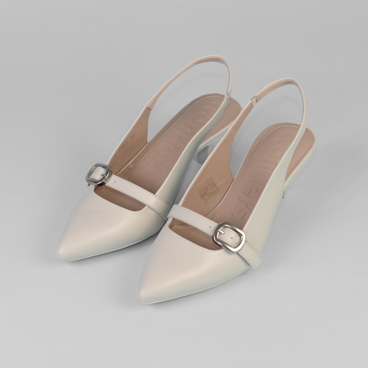 Wonders - G-7101 Ivory Kitten Heel Slingback