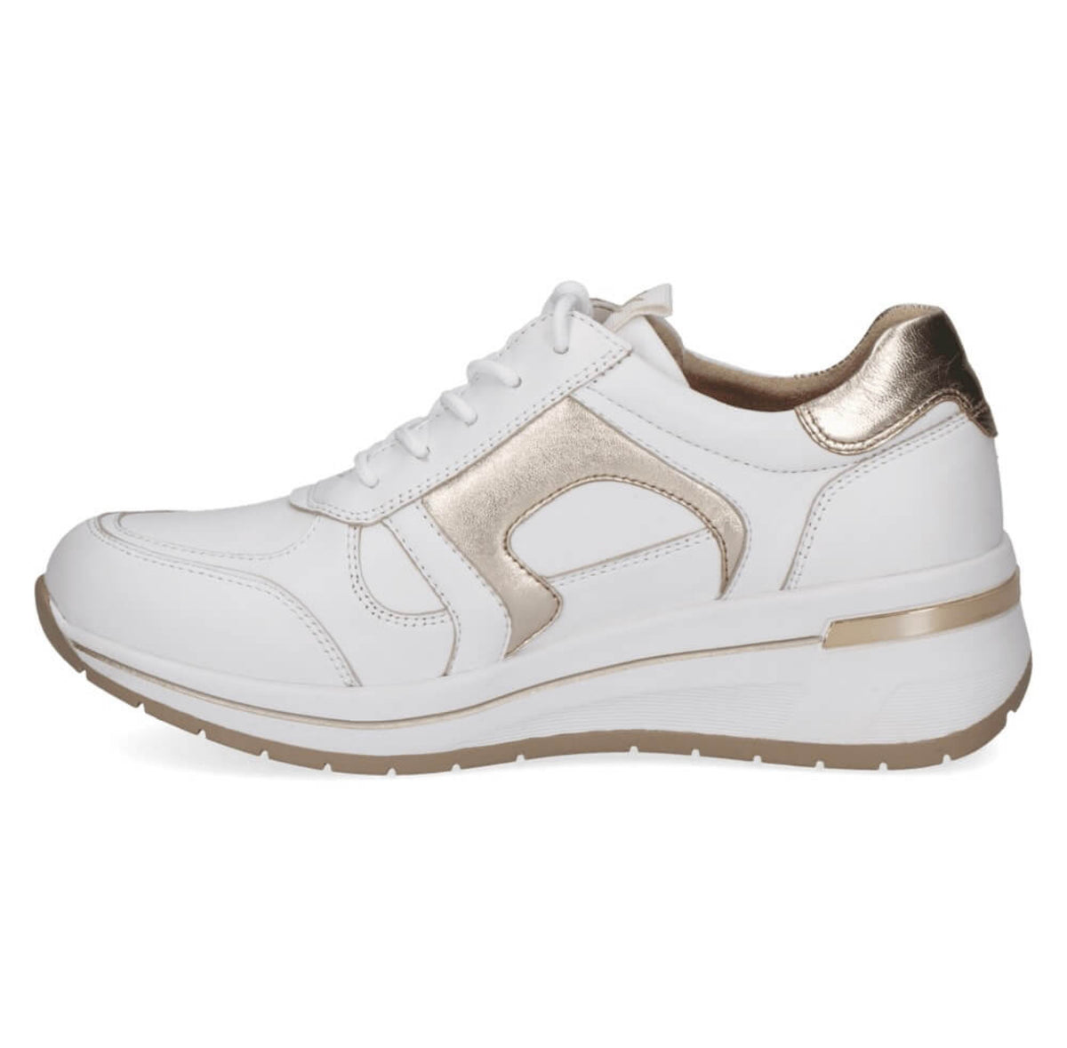 Caprice - 23300 White & Gold Leather Trainer H fitting