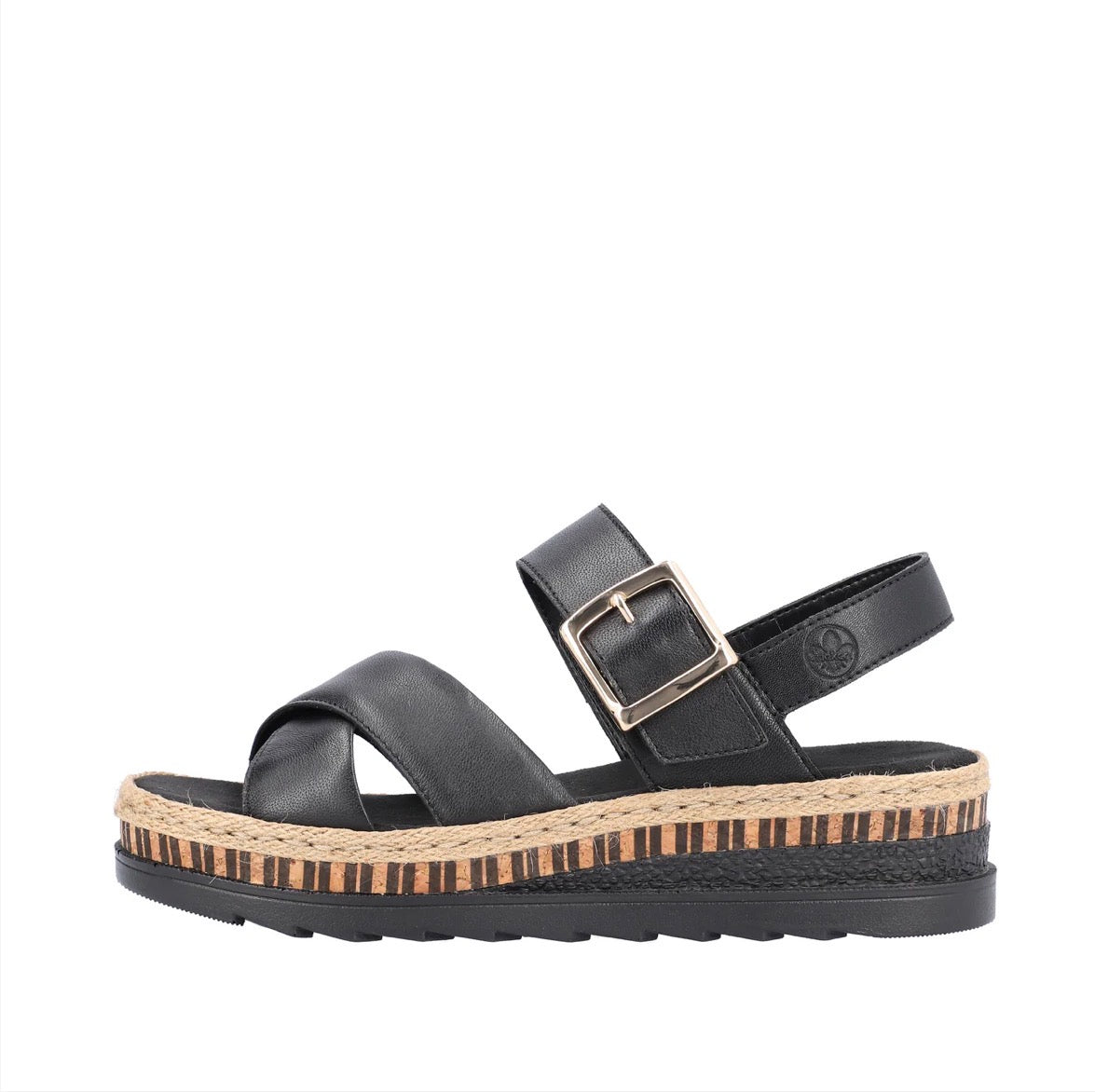 Rieker - V7951 Black Wedge Sandal