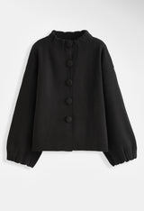 Anna - Black Funnel Neck Cardigan