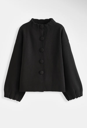 Anna - Black Funnel Neck Cardigan