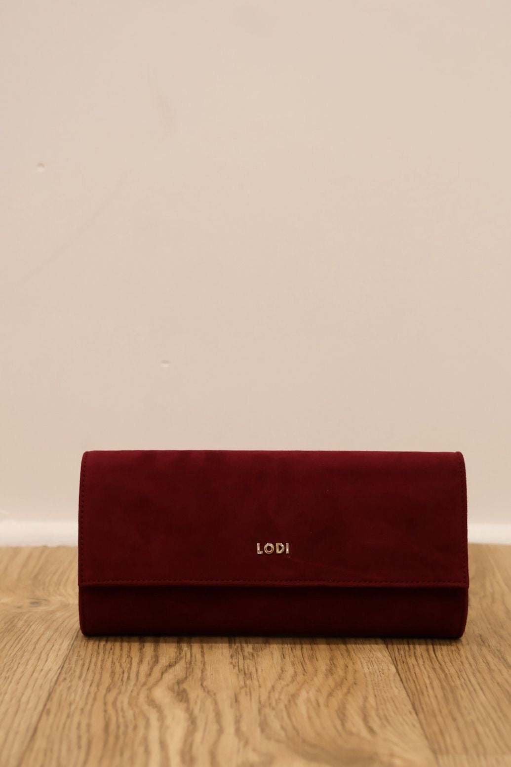 Lodi - Henna Burgundy Suede Clutch Bag