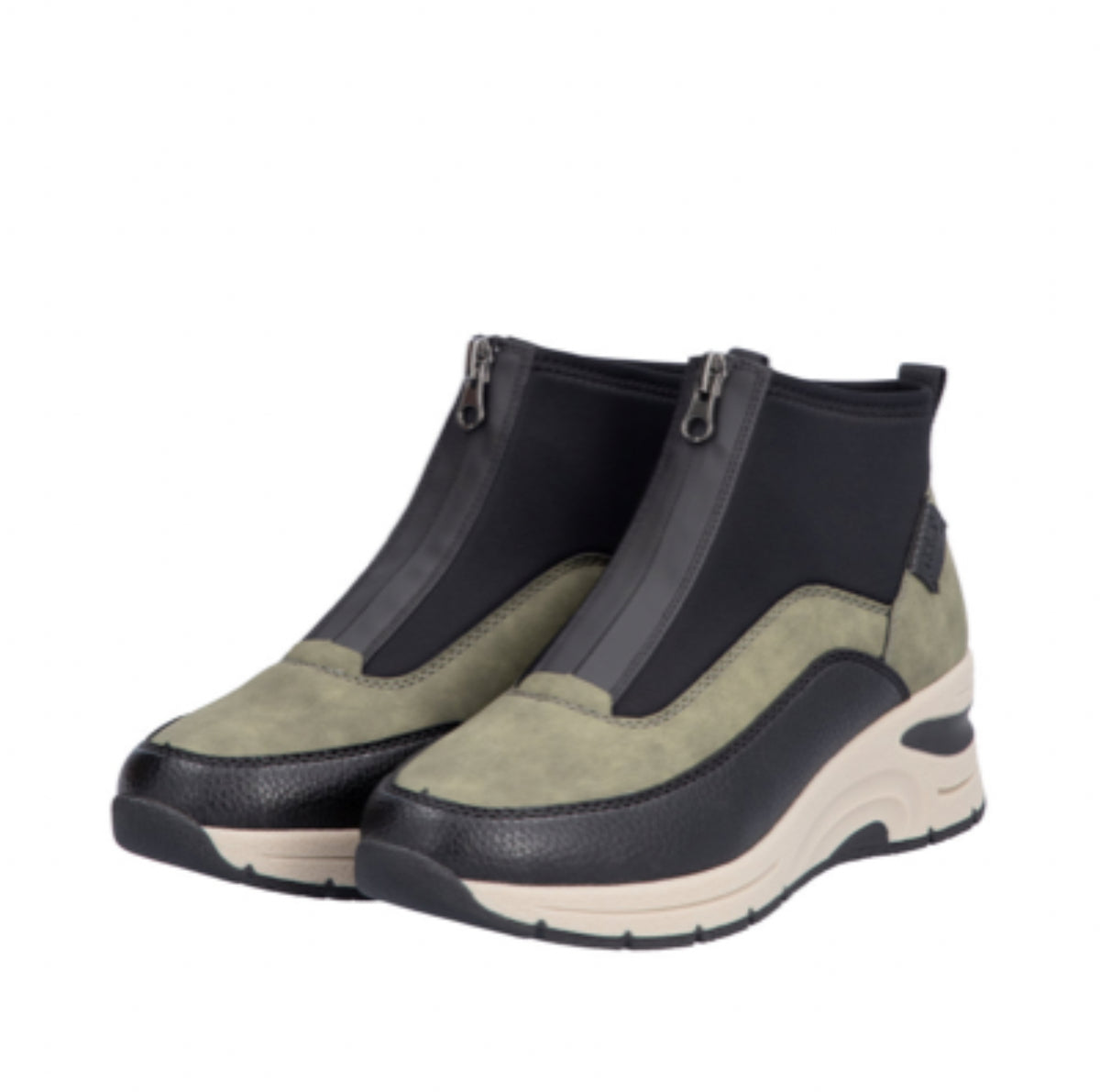 Rieker - N9362-54 Khaki Zip Wedge Ankle Boot