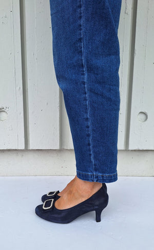 Le Babe - 3037S3 Navy Diamonte Kitten Heel Court
