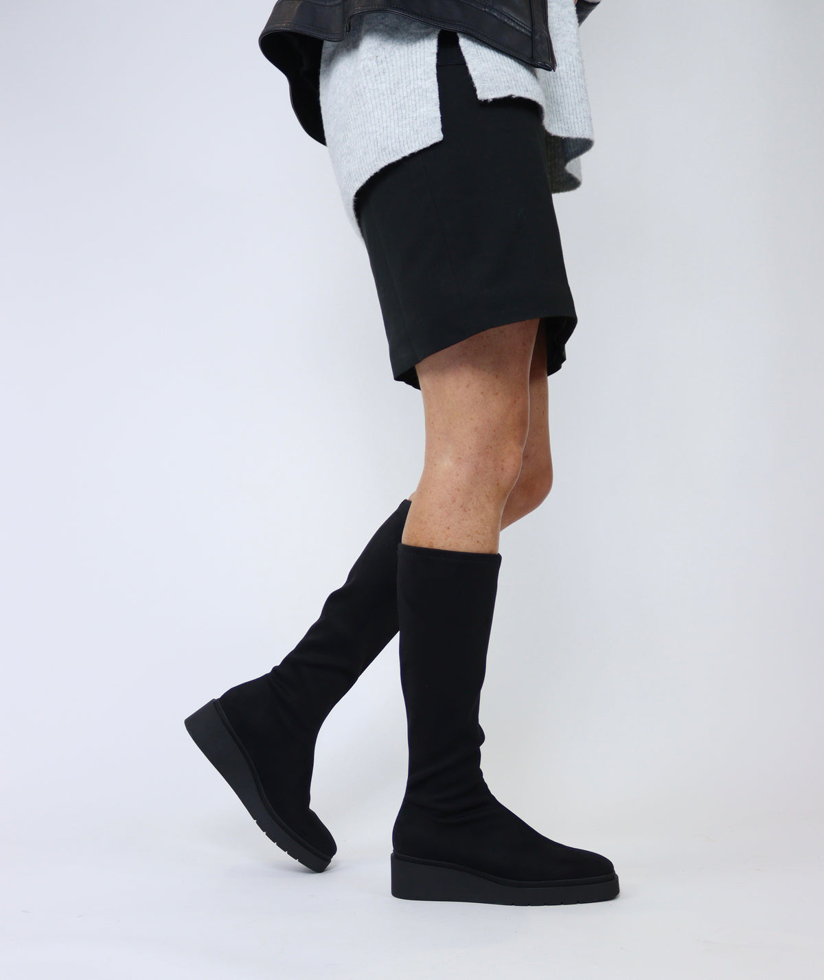 Miss Elastic - 77360 Black Flatform Sock Boot