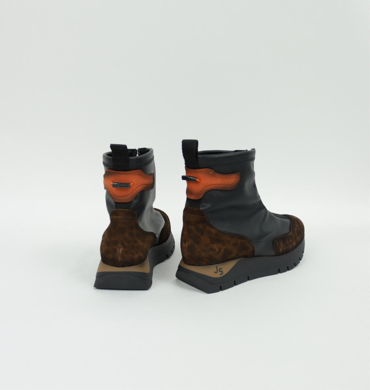 Jose Saenz - 2269 Black and Leopard Sock Boot