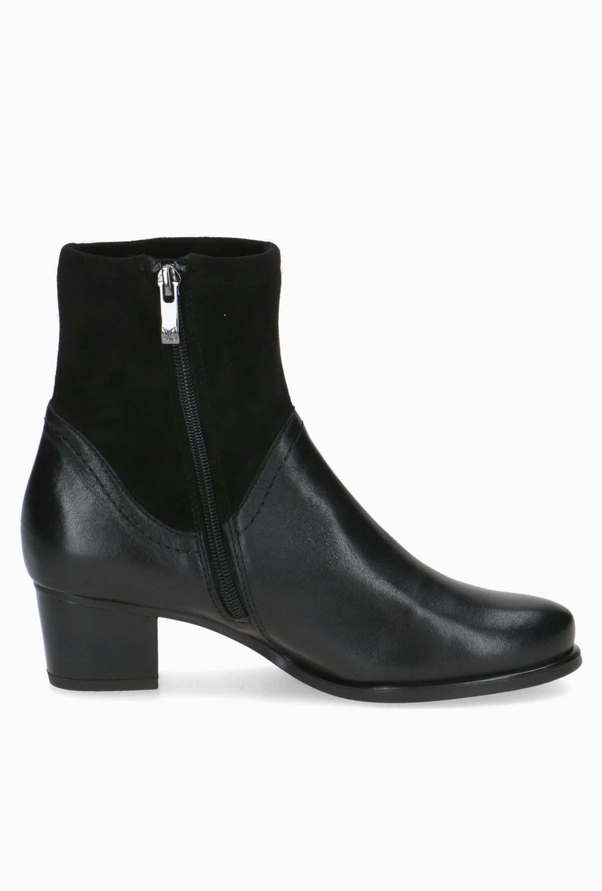 Caprice - 25301 Black Leather & Suede Ankle Boot
