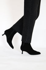 Unisa - Lomas Black Suede Kitten Heel Ankle Boot