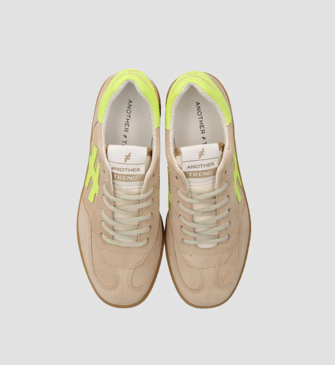 Another Trend - [A04211 Lino]Taupe and Neon Trainer [Generous Fit]