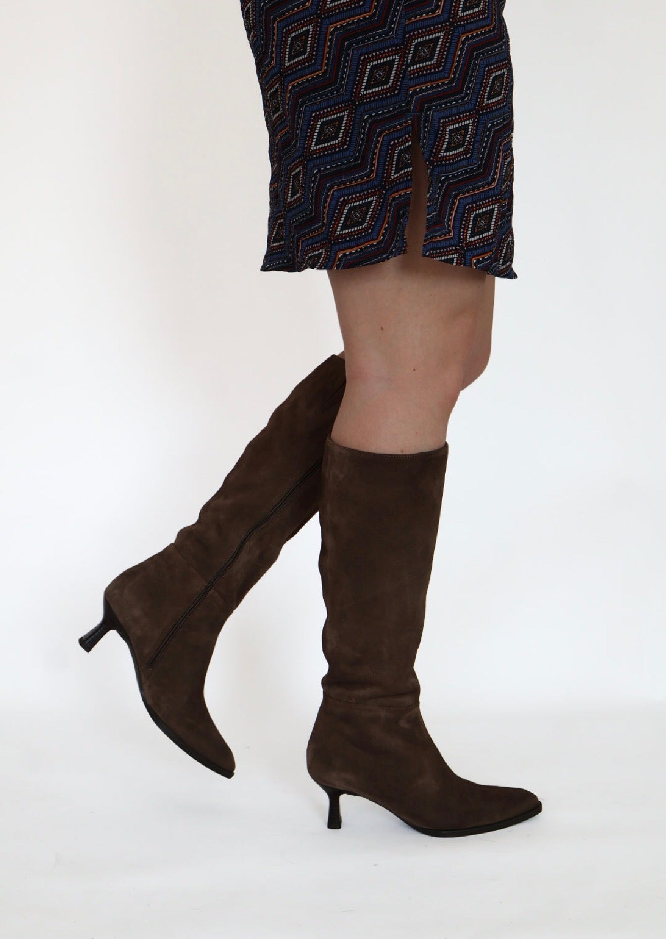 Unisa - Leeds Brown Kitten Heel Knee High