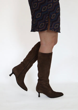 Unisa - Leeds Brown Kitten Heel Knee High
