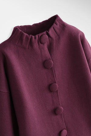 Anna - Burgundy Funnel Neck Cardigan