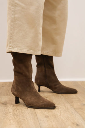 Unisa - Leeds Taupe Suede Kitten Knee High Boot