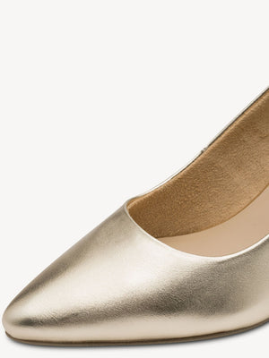 Marco Tozzi - 22420 Gold Kitten Heel Court Shoe