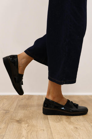 Rieker - 53751 Black Patent Wedge Loafer
