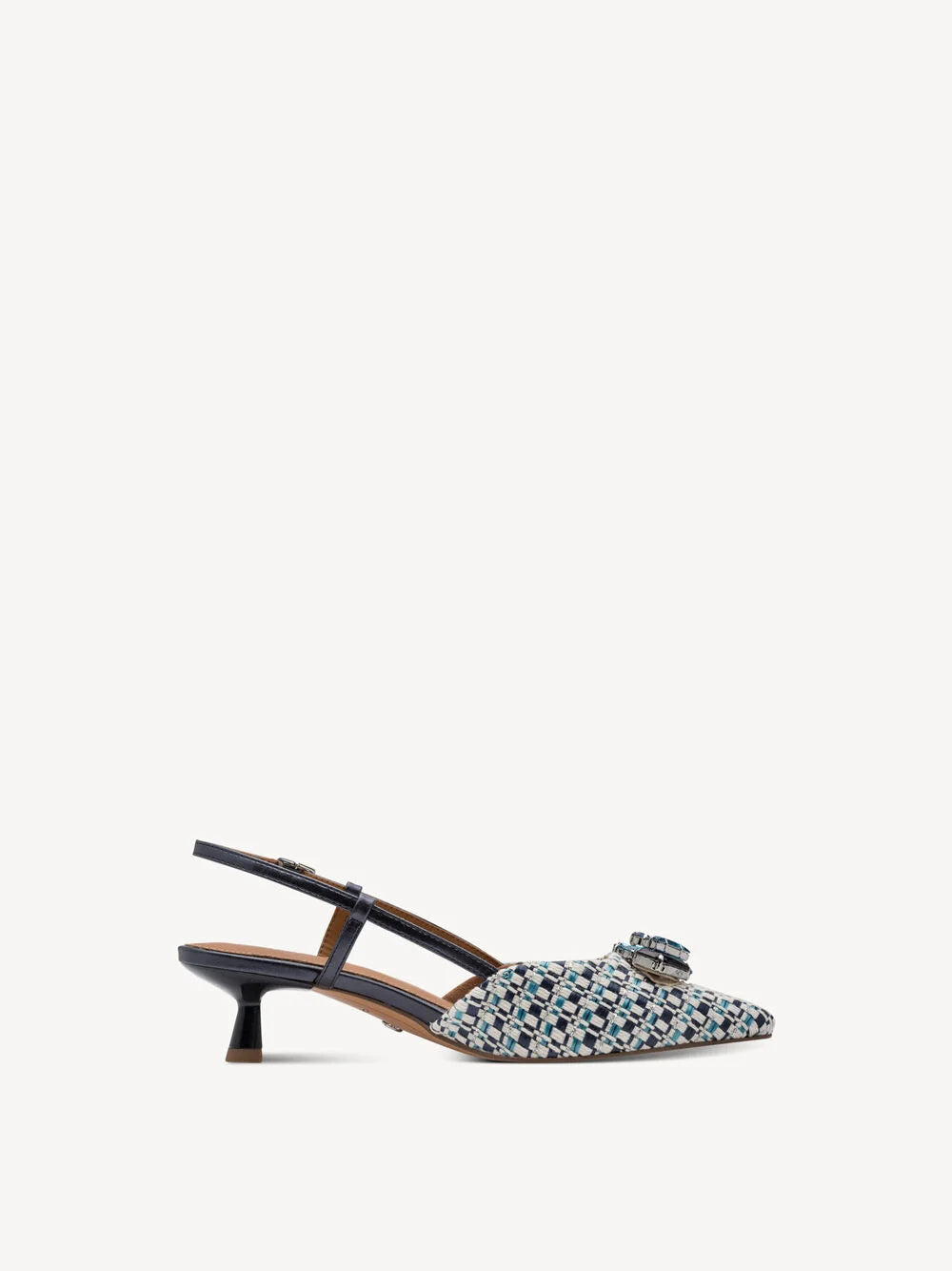 Tamaris - 29512 Navy & Cream Raffia Slingback