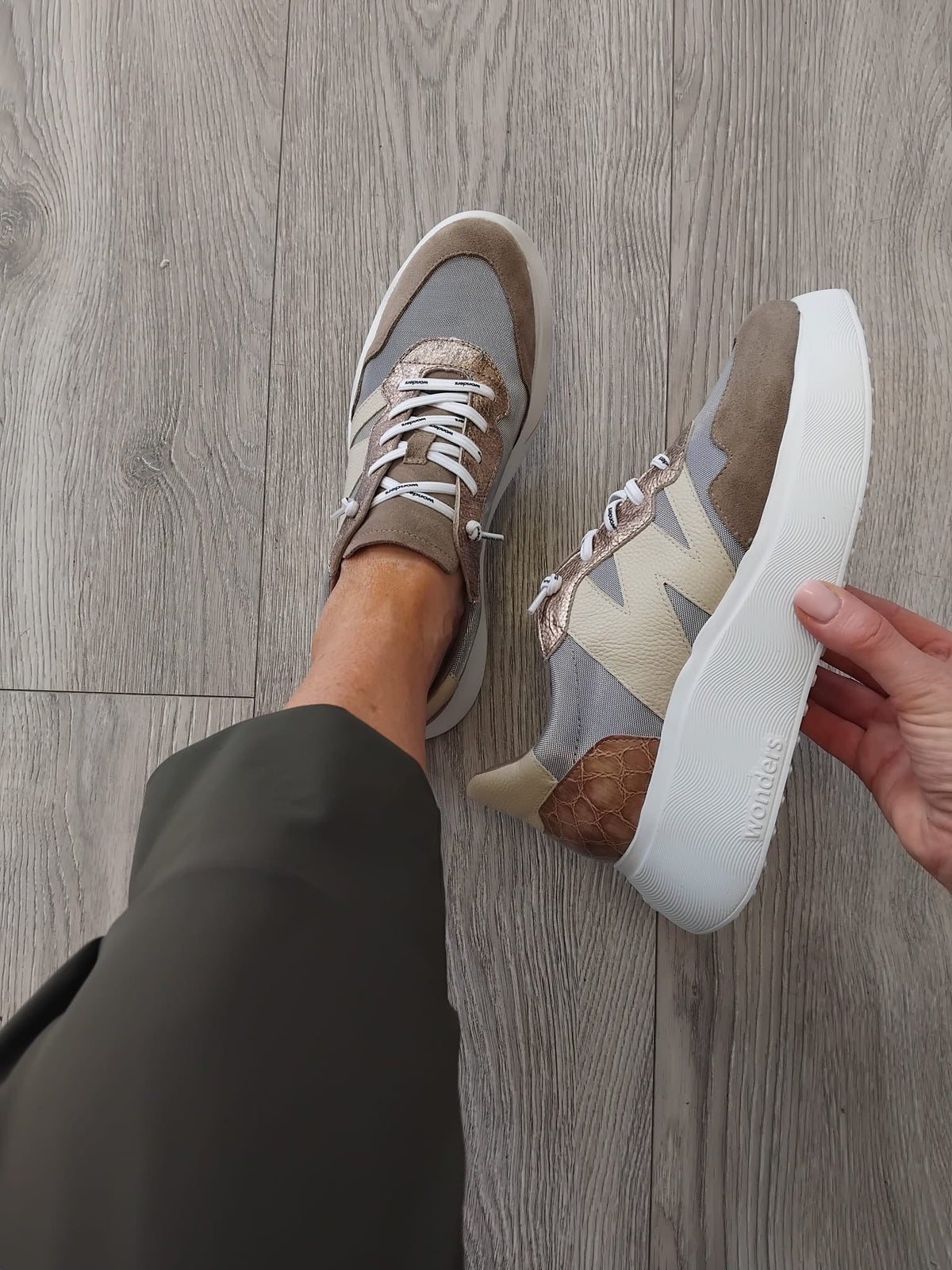Wonders - A-3631 Taupe Slip on Trainer