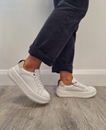 Ara - 46703 Monaco White Zip Platform Trainer