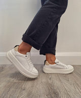 Ara - 46703 Monaco White Zip Platform Trainer