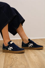 Another Trend - [BLUE] A0348527 Navy Velvet & Suede Trainer