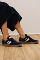 Another Trend - [BLUE] A0348527 Navy Velvet & Suede Trainer