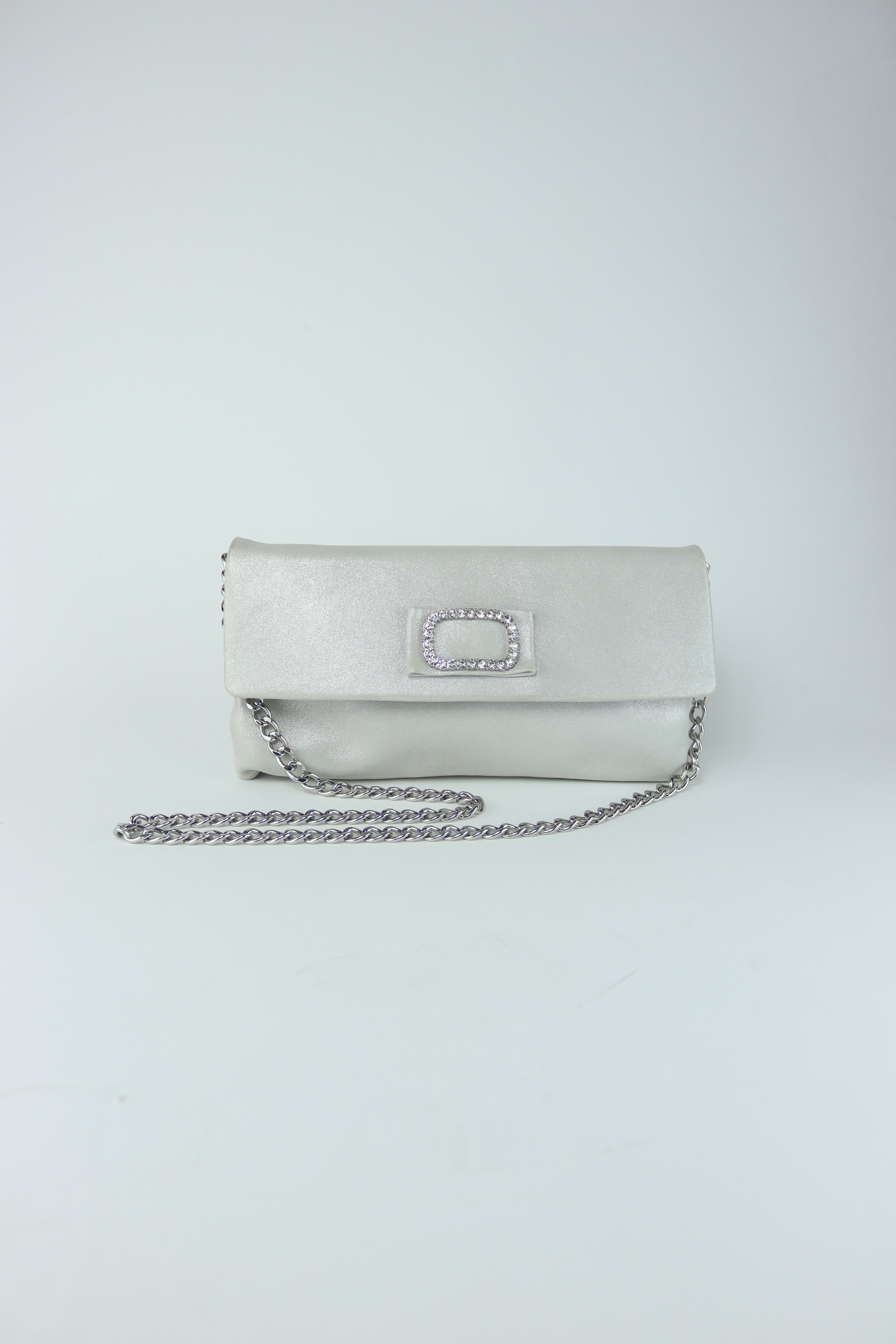 Le Babe - Bomilly White Silver Diamantés Clutch