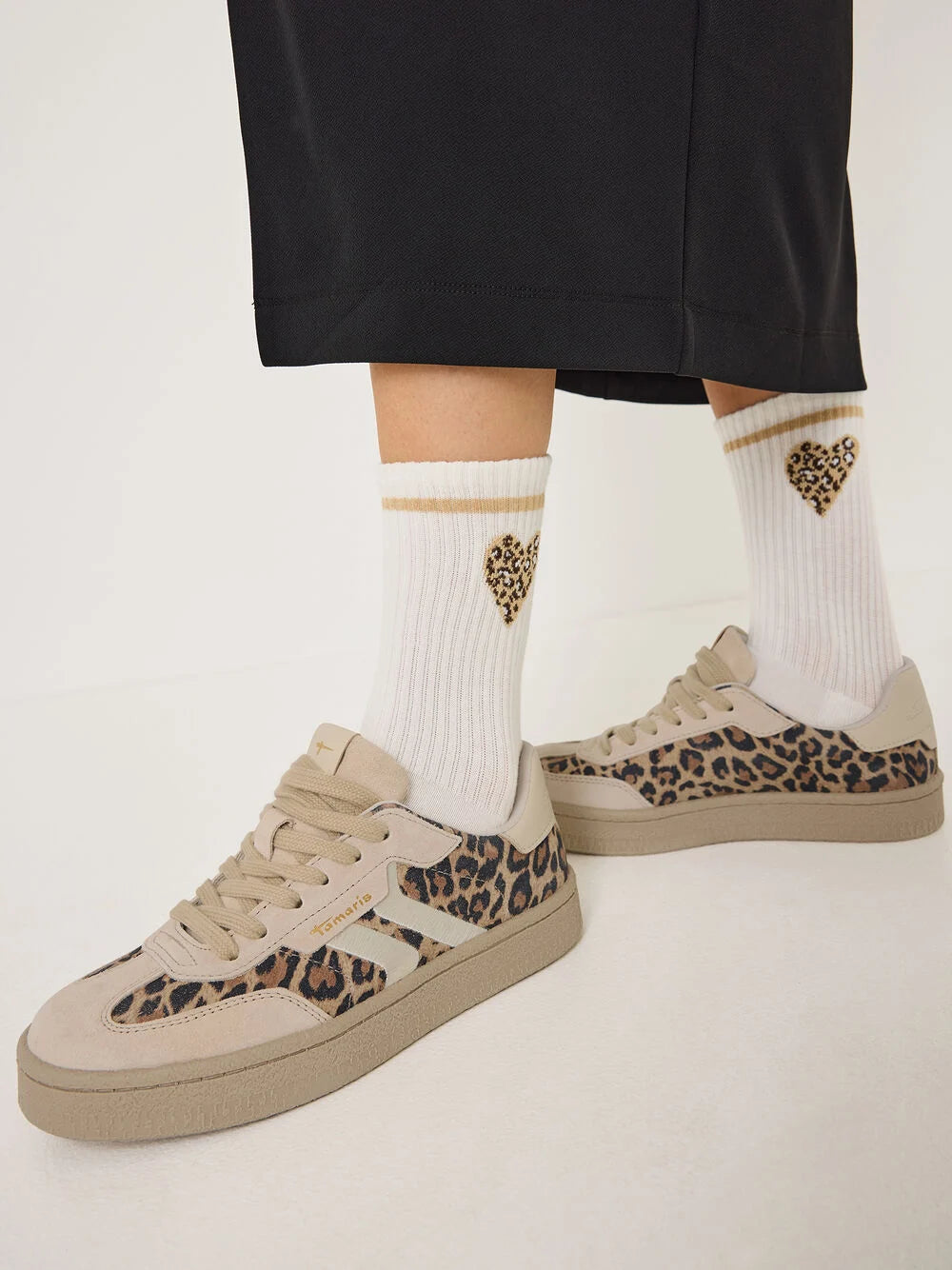 Tamaris - 23723 Cream Leopard Trainer
