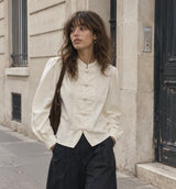 Anna - Cream Mandarin Blouse