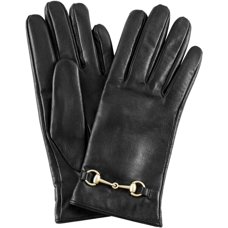 Depeche - 15508 Black Leather Gloves with a Gold Bar